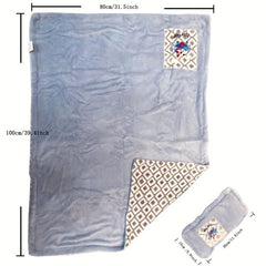 Baby Toddler Flannel Blanket With Pillow Cartoon Pattern Cover