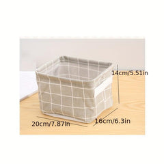 Desktop Storage Box with Cotton and Linen Fabric