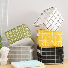 Desktop Storage Box with Cotton and Linen Fabric