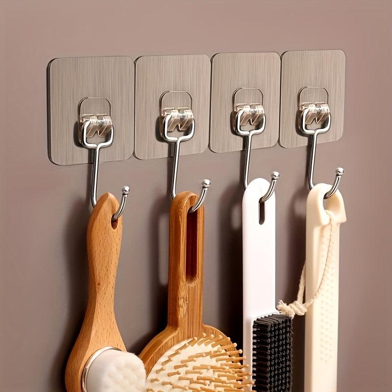 5pcs Adhesive Heavy Duty Wall Hooks Transparent Reusable