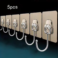 5pcs Adhesive Heavy Duty Wall Hooks Transparent Reusable