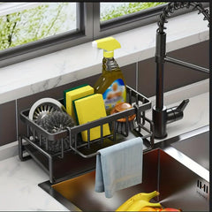 Kitchen Faucet Rack Sponge Drain Basket Stainless Steel Storage