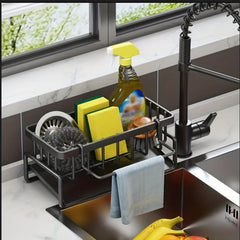 Kitchen Faucet Rack Sponge Drain Basket Stainless Steel Storage