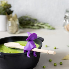 Silicone Kitchen Spoon Holder & Steam Release Pot Lid Spill BPA Gadgets - Purple