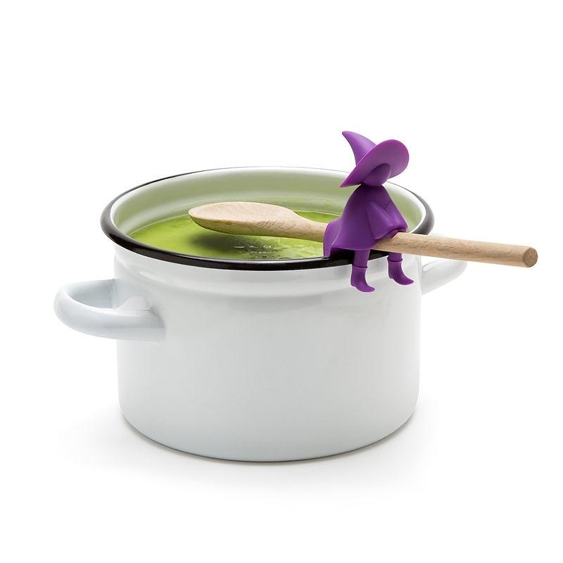 Silicone Kitchen Spoon Holder & Steam Release Pot Lid Spill BPA Gadgets - Purple