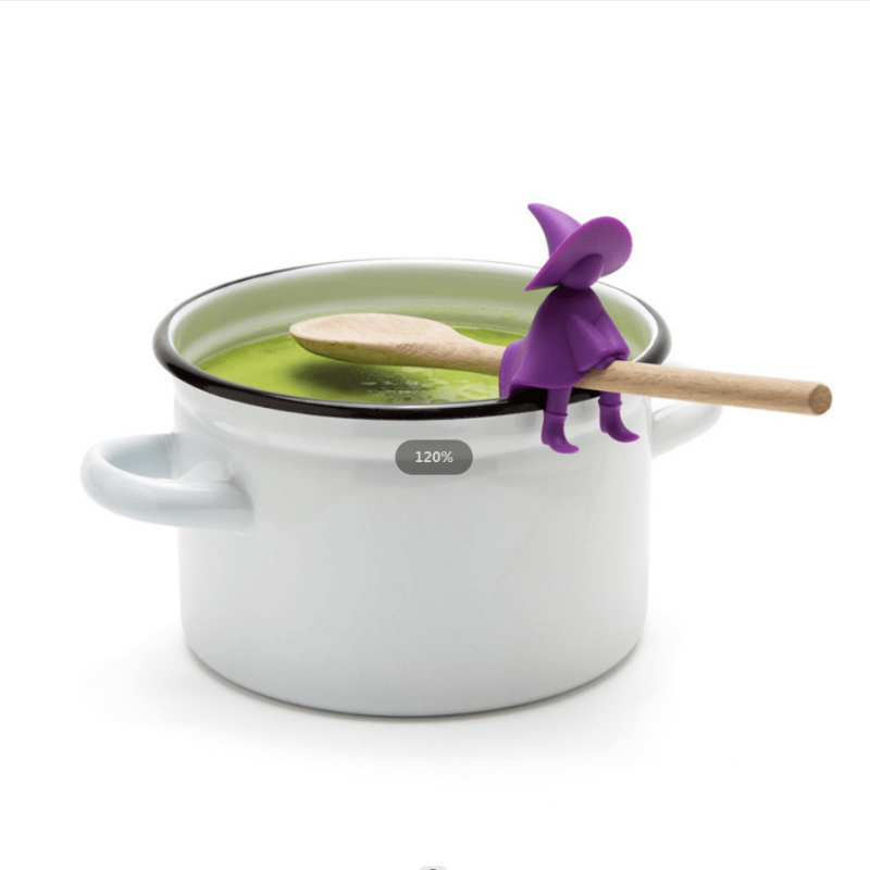 Silicone Kitchen Spoon Holder & Steam Release Pot Lid Spill BPA Gadgets - Purple