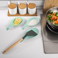 Green Silicone Spoon Rests Kitchen Scoop Bracket Stand Spoon Shelf Utensil Spatu