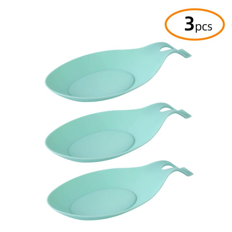 Green Silicone Spoon Rests Kitchen Scoop Bracket Stand Spoon Shelf Utensil Spatu