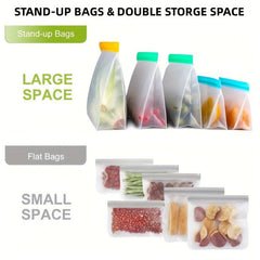 3pcs Reusable Food Storage Bags Silicone Leakproof Freezer Bags