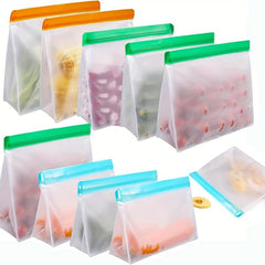 3pcs Reusable Food Storage Bags Silicone Leakproof Freezer Bags
