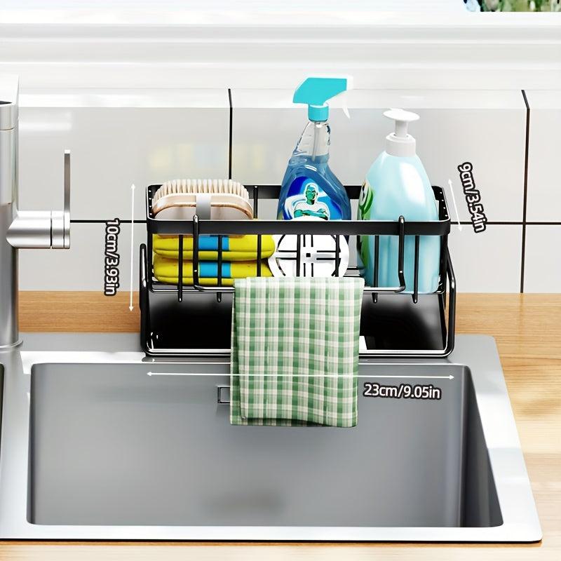 Stainless Steel Telescopic Sink Drain Basket with Soap Sponge Holder