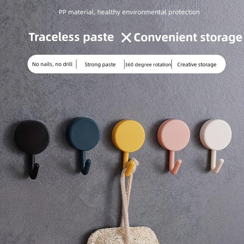 5pcs Strong Adhesive Sticker Hooks for Wall Hanging Kitchen Bathroom No Trace