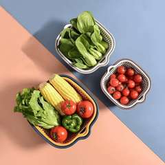 Double Layer Drainage Basket 2 in 1 Washing Basin Fruit And Vegetable Storage