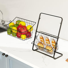 2 Tier Metal Wire Fruit Basket for Countertop Storage