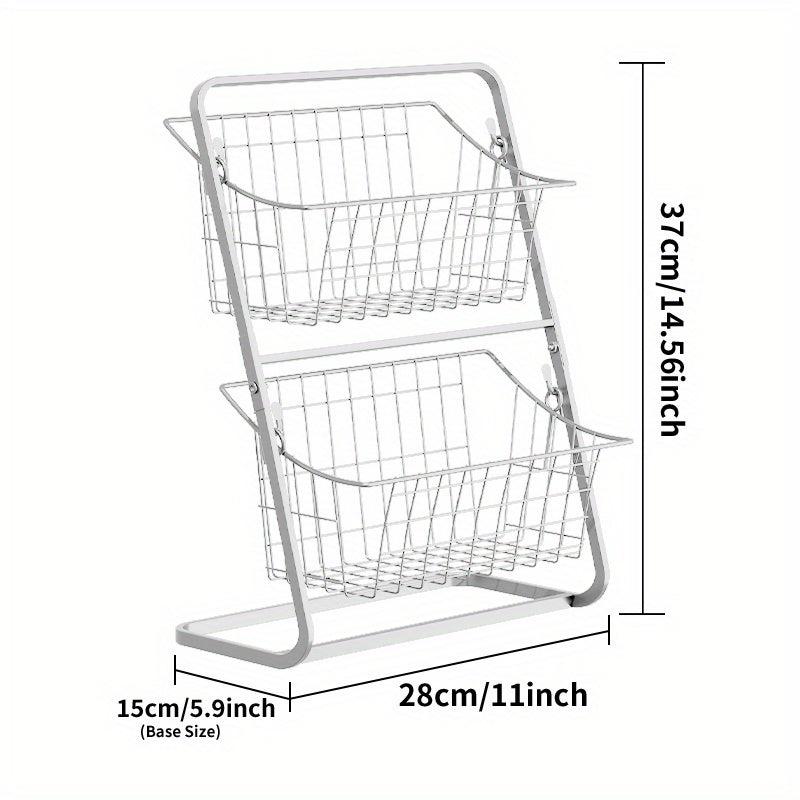 2 Tier Metal Wire Fruit Basket for Countertop Storage