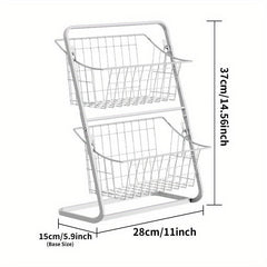 2 Tier Metal Wire Fruit Basket for Countertop Storage