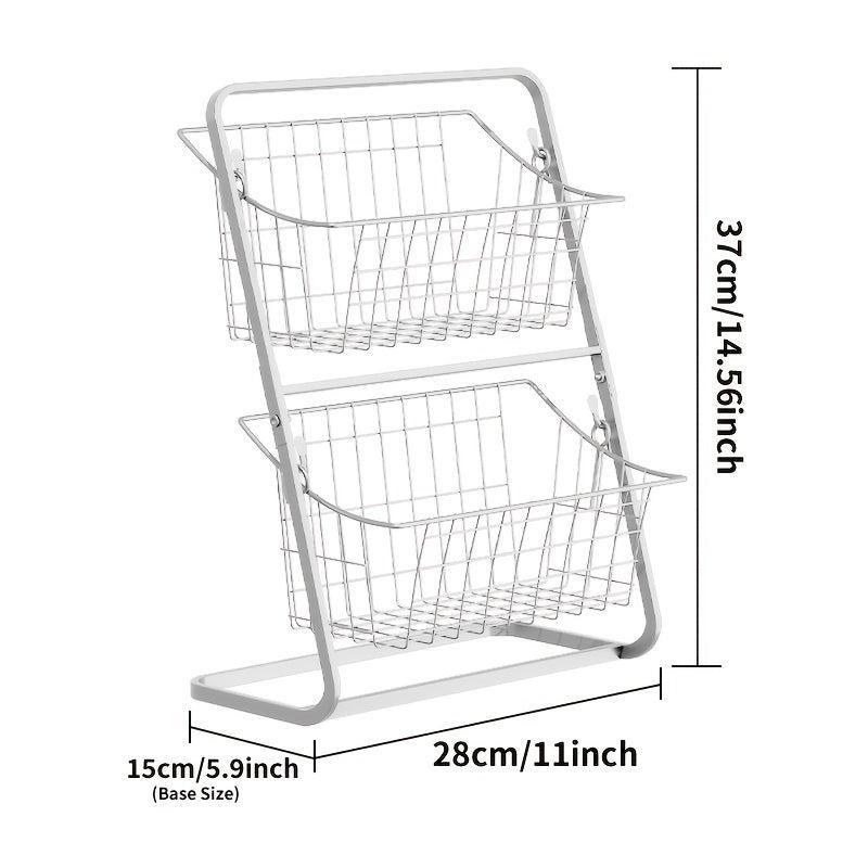 2 Tier Metal Wire Fruit Basket for Countertop Storage