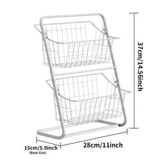 2 Tier Metal Wire Fruit Basket for Countertop Storage