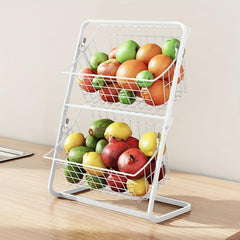 2 Tier Metal Wire Fruit Basket for Countertop Storage