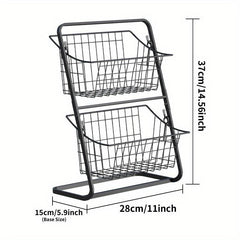 2 Tier Metal Wire Fruit Basket for Countertop Storage