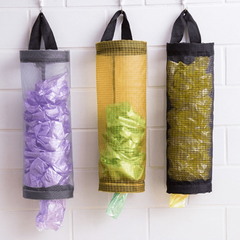 Mesh Hanging Garbage Bag Holder Wall-mounted Plastic Bag Collector
