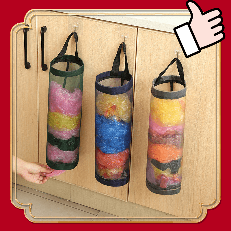 Mesh Hanging Garbage Bag Holder Wall-mounted Plastic Bag Collector