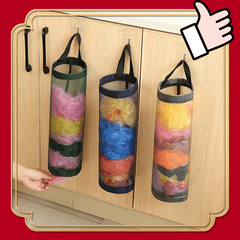 Mesh Hanging Garbage Bag Holder Wall-mounted Plastic Bag Collector