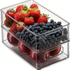 1pc Transparent Refrigerator Storage Box for Fruits Vegetables and Beverages