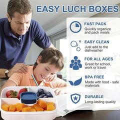 Stackable Lunch Container with 38 oz Salad Bowl, 4 Compartments