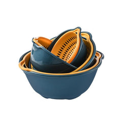 6pcs Double Layered Drain Basket Set for Kitchen Fruits Vegetable Washing