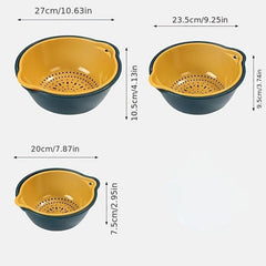 6pcs Double Layered Drain Basket Set for Kitchen Fruits Vegetable Washing