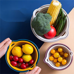6pcs Double Layered Drain Basket Set for Kitchen Fruits Vegetable Washing