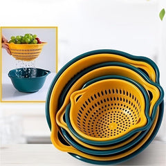 6pcs Double Layered Drain Basket Set for Kitchen Fruits Vegetable Washing