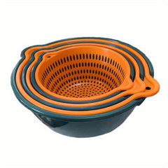 6pcs Double Layered Drain Basket Set for Kitchen Fruits Vegetable Washing