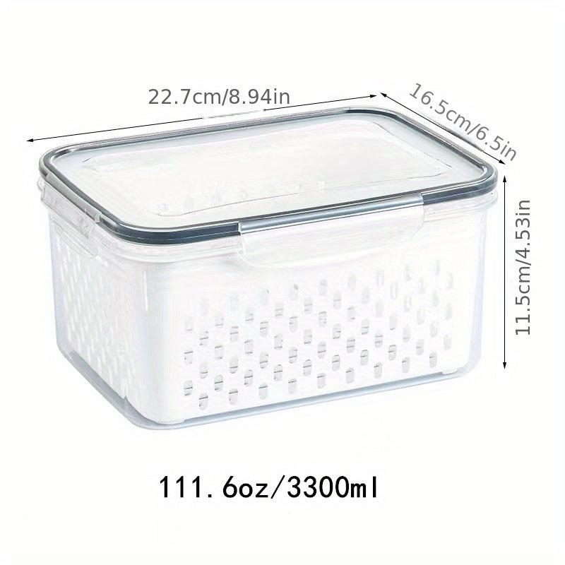 3pcs Food Drain Box Double layer Fresh Keeping Refrigerator Crisper