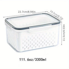 3pcs Food Drain Box Double layer Fresh Keeping Refrigerator Crisper