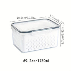 3pcs Food Drain Box Double layer Fresh Keeping Refrigerator Crisper