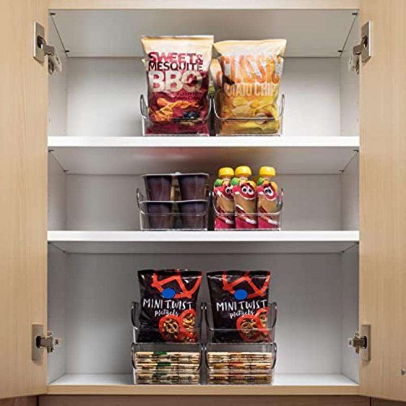 2pcs Kitchen Pantry Storage Bins with Dividers for Fridge Cabinet Accessories