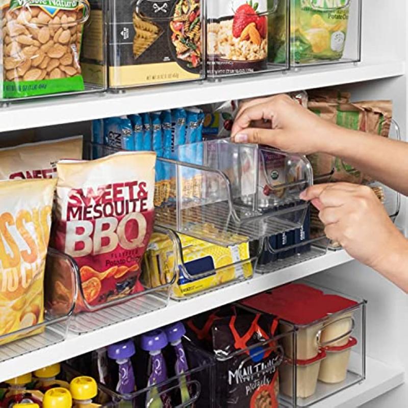 2pcs Kitchen Pantry Storage Bins with Dividers for Fridge Cabinet Accessories