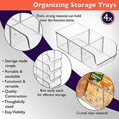 2pcs Kitchen Pantry Storage Bins with Dividers for Fridge Cabinet Accessories