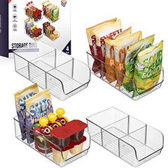 2pcs Kitchen Pantry Storage Bins with Dividers for Fridge Cabinet Accessories