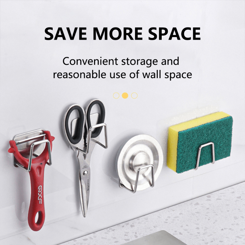 4pcs Self Adhesive Sink Sponges Holder 304 Stainless Steel Storage