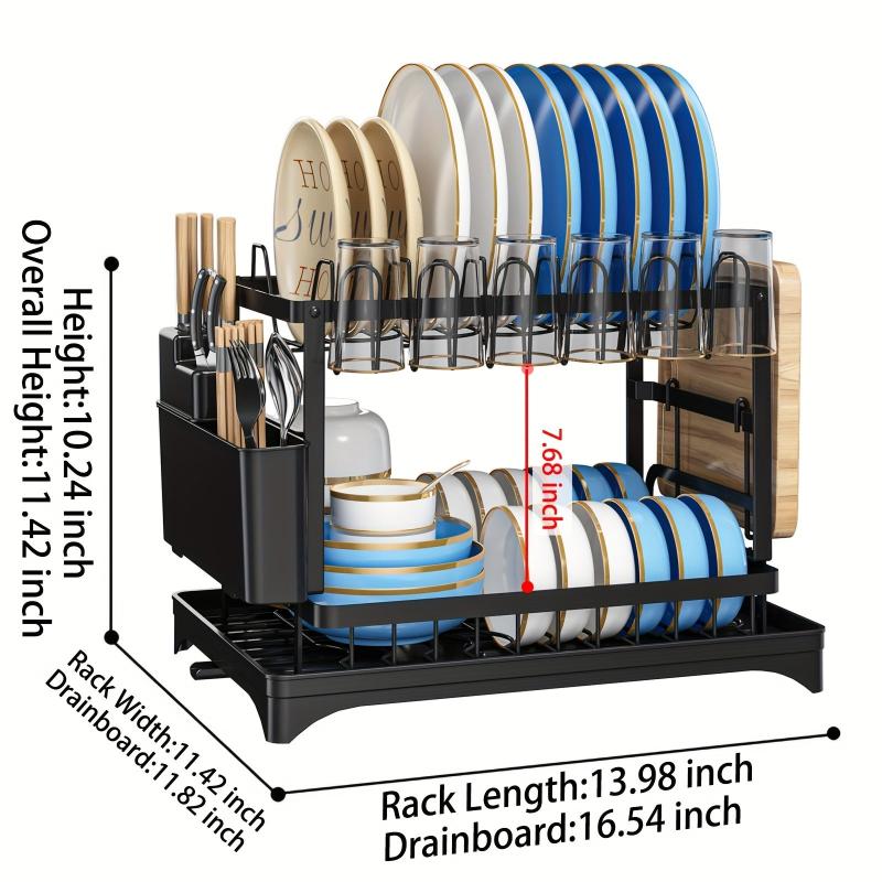 2 Tier Large Dish Drying Rack Stainless Steel