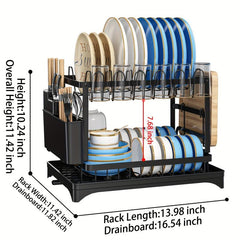 2 Tier Large Dish Drying Rack Stainless Steel