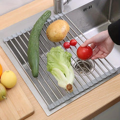 Sink Draining Rack Foldable Stainless Steel Shelf Retractable Water Filter