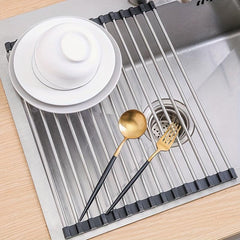 Sink Draining Rack Foldable Stainless Steel Shelf Retractable Water Filter