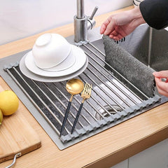 Sink Draining Rack Foldable Stainless Steel Shelf Retractable Water Filter