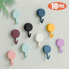 10pcs Adhesive Wall Hooks Key Hangers Waterproof Utility Towel Hooks