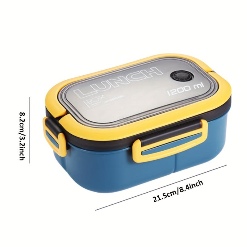 Double Layer Bento Box w/ Spoon & Fork Leakproof High Capacity Food Container