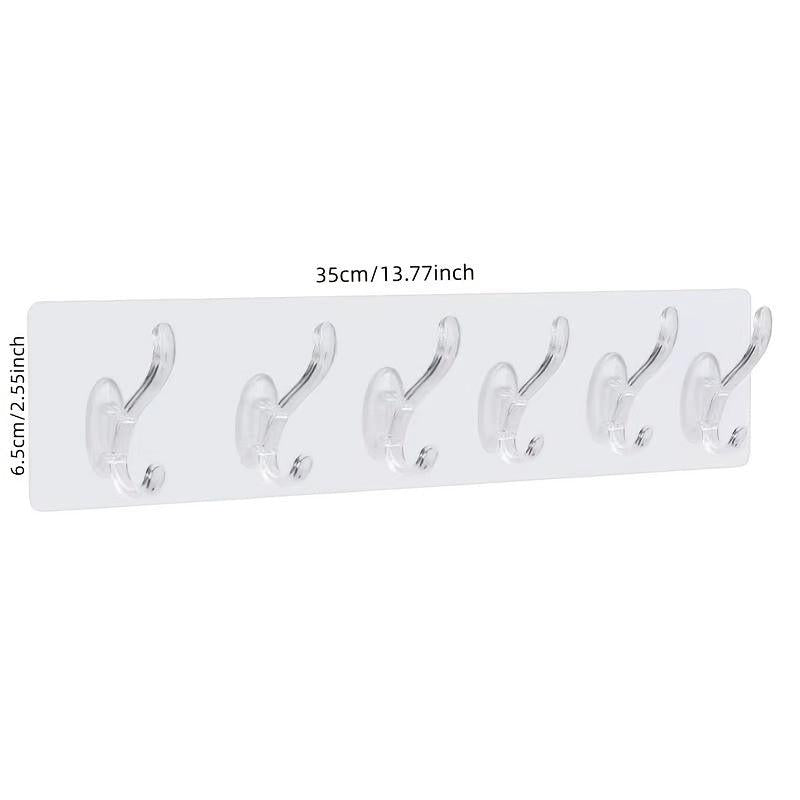 6 Linked Hooks Adhesive Row Hooks Transparent Oilproof Waterproof
